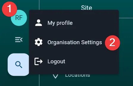 Accessing Organisational Settings via profile icon