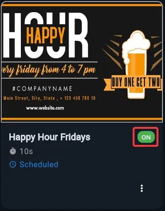 Ad active on dashboard