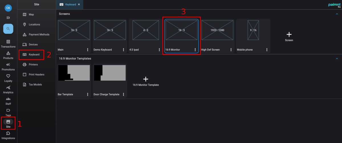 Opening templates linked to a particular screen