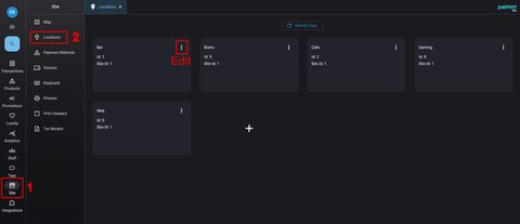 The locations screen with edit location highlighted