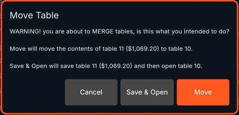 The move table confirmation window