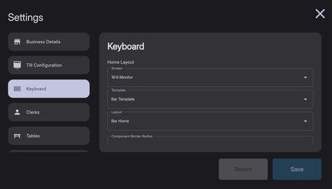 The keyboard settings screen