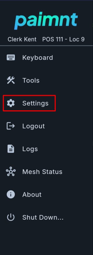 The settings bar with settings highlighted